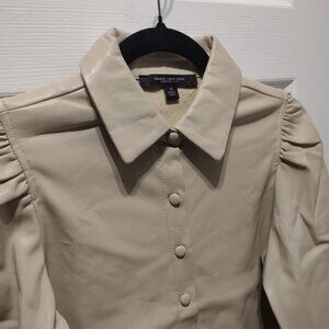 Marc New York puff sleeve faux leather shirt jacket - size XS - NWOT